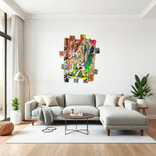 Charger l&#39;image dans la galerie, Bugs Bunny Pop Art on wooden palette hung in a modern living room with vibrant colors and textures.