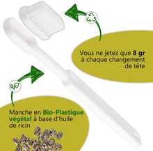 Charger l&#39;image dans la galerie, Brosse à dents Caliquo en bio-plastique avec tête rechargeable, durable et écologique, fabriquée en France.