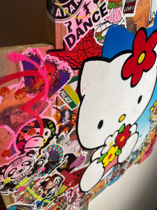 Tableau Pop Art HELLO KITTY sur bois de palette signé Vincent STREIFF®