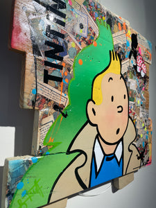 Tableau Pop Art TINTIN  sur bois de palette signé Vincent STREIFF®