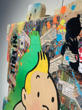 Charger l&#39;image dans la galerie, Pop Art Tintin artwork featuring vibrant colors and dynamic comic fragments in a mixed media composition.
