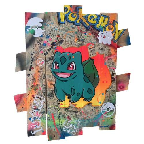Tableau Pop Art Bulbizzare sur bois de palette signé Vincent STREIFF®
