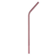 Charger l&#39;image dans la galerie, Paille inox courbée 215x6mm rouge, réutilisable et lavable au lave-vaisselle, marque française, poids 9g.