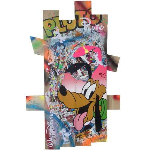 Tableau Pop Art Pluto sur bois de palette signé Vincent STREIFF®