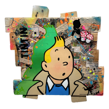 Charger l&#39;image dans la galerie, Pop Art Tintin artwork featuring Tintin in a colorful composition with comic elements and vibrant paint.