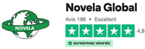 Logo de Novela Global avec notation de 4,8 étoiles et mention entreprise vérifiée.