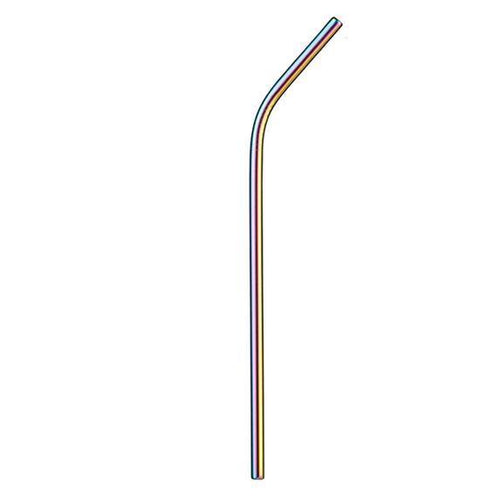 Paille inox courbée 215x6mm en acier inoxydable 304, lavable et réutilisable, idéale pour les professionnels.