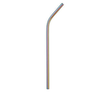 Paille inox courbée 215x6mm, modèle professionnel en acier inoxydable, lavable et réutilisable à vie.