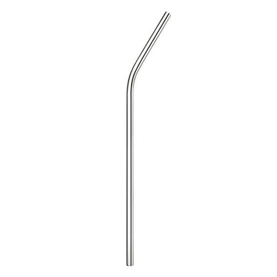 Paille inox courbée 215x6mm en acier inoxydable, lavable et réutilisable, idéale pour les professionnels.