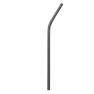 Paille inox courbée 215x6mm en acier inoxydable, réutilisable, lavable au lave-vaisselle, poids 9g.