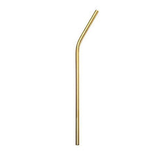 Charger l&#39;image dans la galerie, Paille inox courbée dorée 215x6mm, réutilisable et lavable, idéale pour professionnels. Marque française.