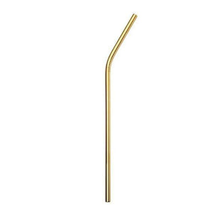 Paille inox courbée dorée 215x6mm, réutilisable et lavable, idéale pour professionnels. Marque française.